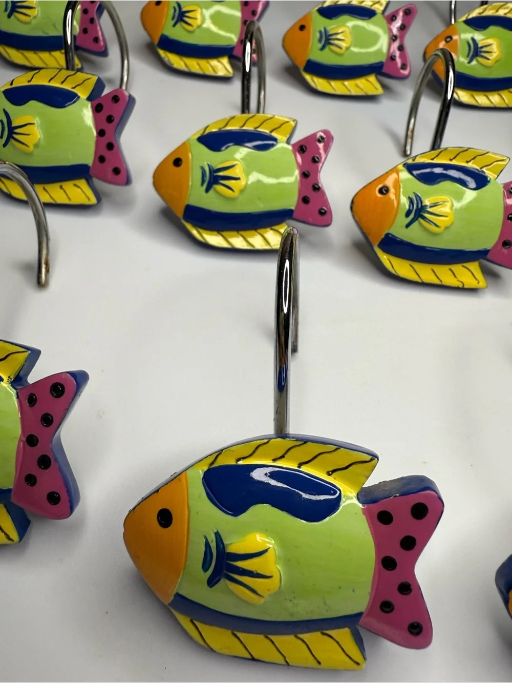 Colorful Fish Shower Curtain Hooks - Set of 12